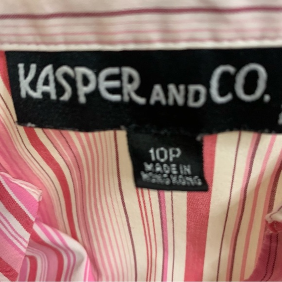 KASPER AND CO. PETITE Pink and White striped button down shirt - Picture 3 of 5